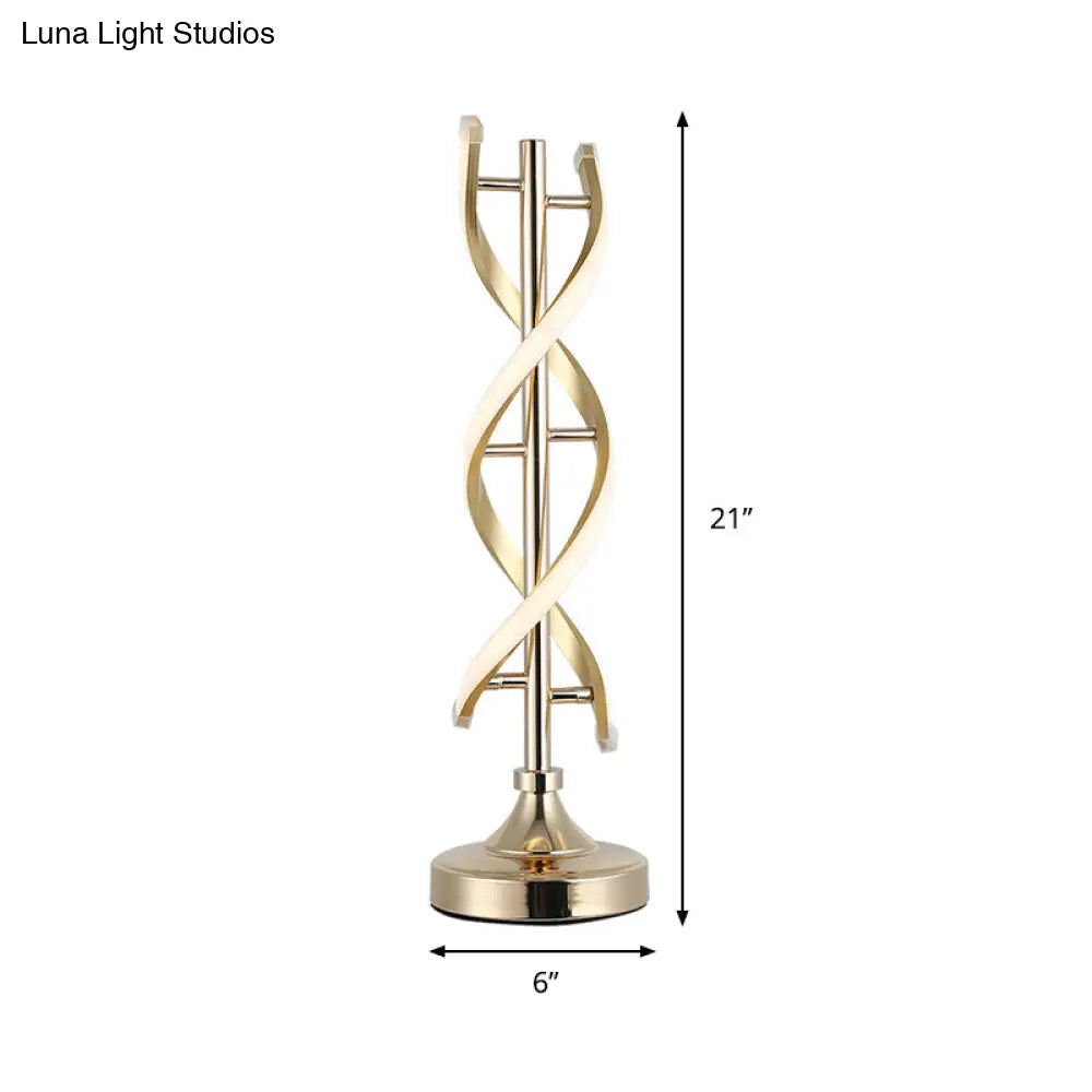 Acrylic Spiral LED Desk Lamp - Modern Small Task Lighting in Gold, Warm/White Light