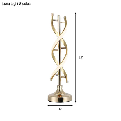 Acrylic Spiral LED Desk Lamp - Modern Small Task Lighting in Gold, Warm/White Light