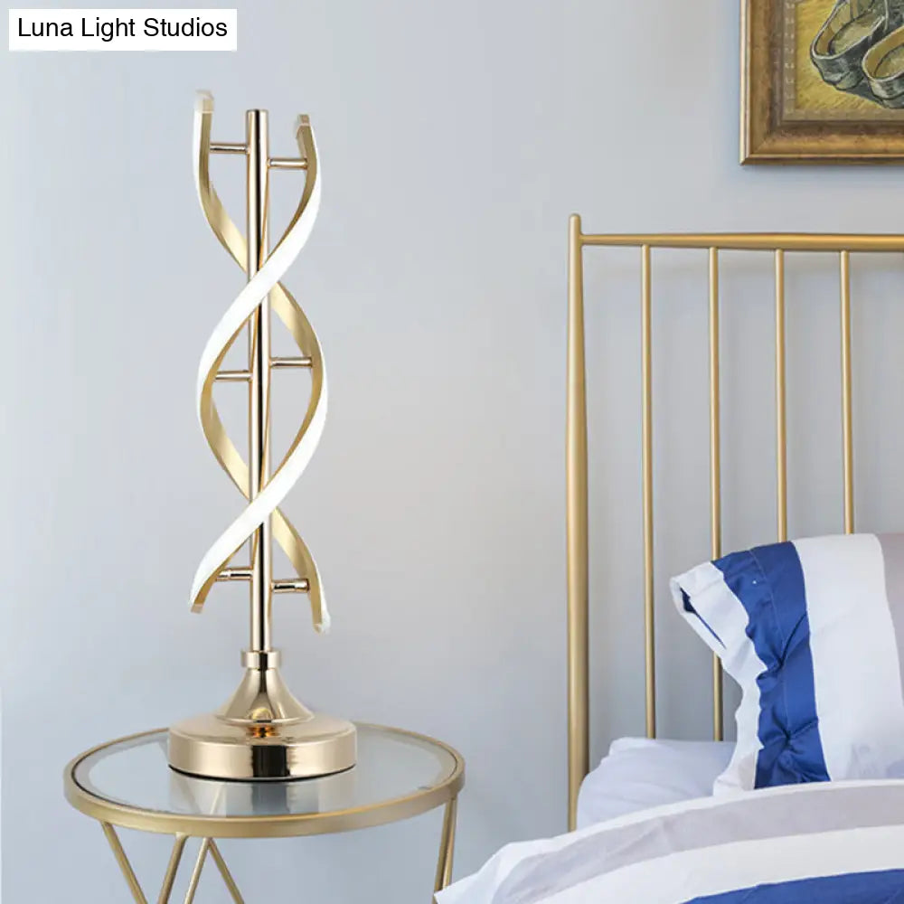 Acrylic Spiral LED Desk Lamp - Modern Small Task Lighting in Gold, Warm/White Light