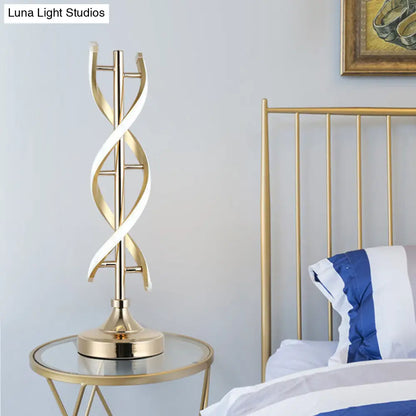 Acrylic Spiral LED Desk Lamp - Modern Small Task Lighting in Gold, Warm/White Light
