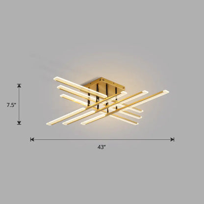 DecorBites™ DecorBites™ Acrylic Sticks LED Ceiling Light Fixture - Nordic Gold Semi Flush Mount for Bedroom