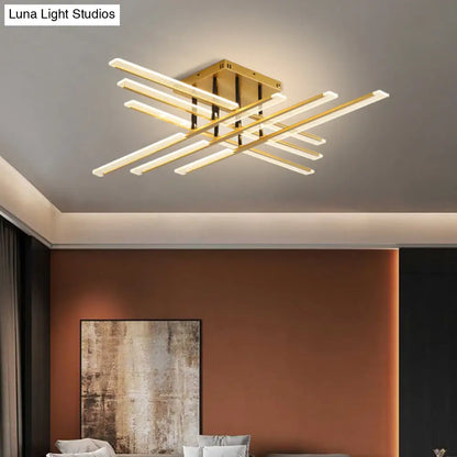 DecorBites™ DecorBites™ Acrylic Sticks LED Ceiling Light Fixture - Nordic Gold Semi Flush Mount for Bedroom