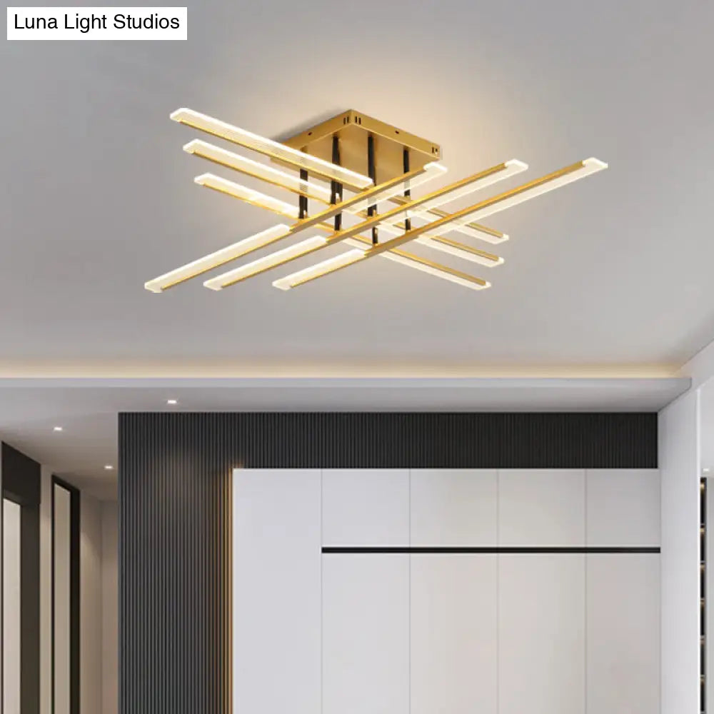 DecorBites™ DecorBites™ Acrylic Sticks LED Ceiling Light Fixture - Nordic Gold Semi Flush Mount for Bedroom