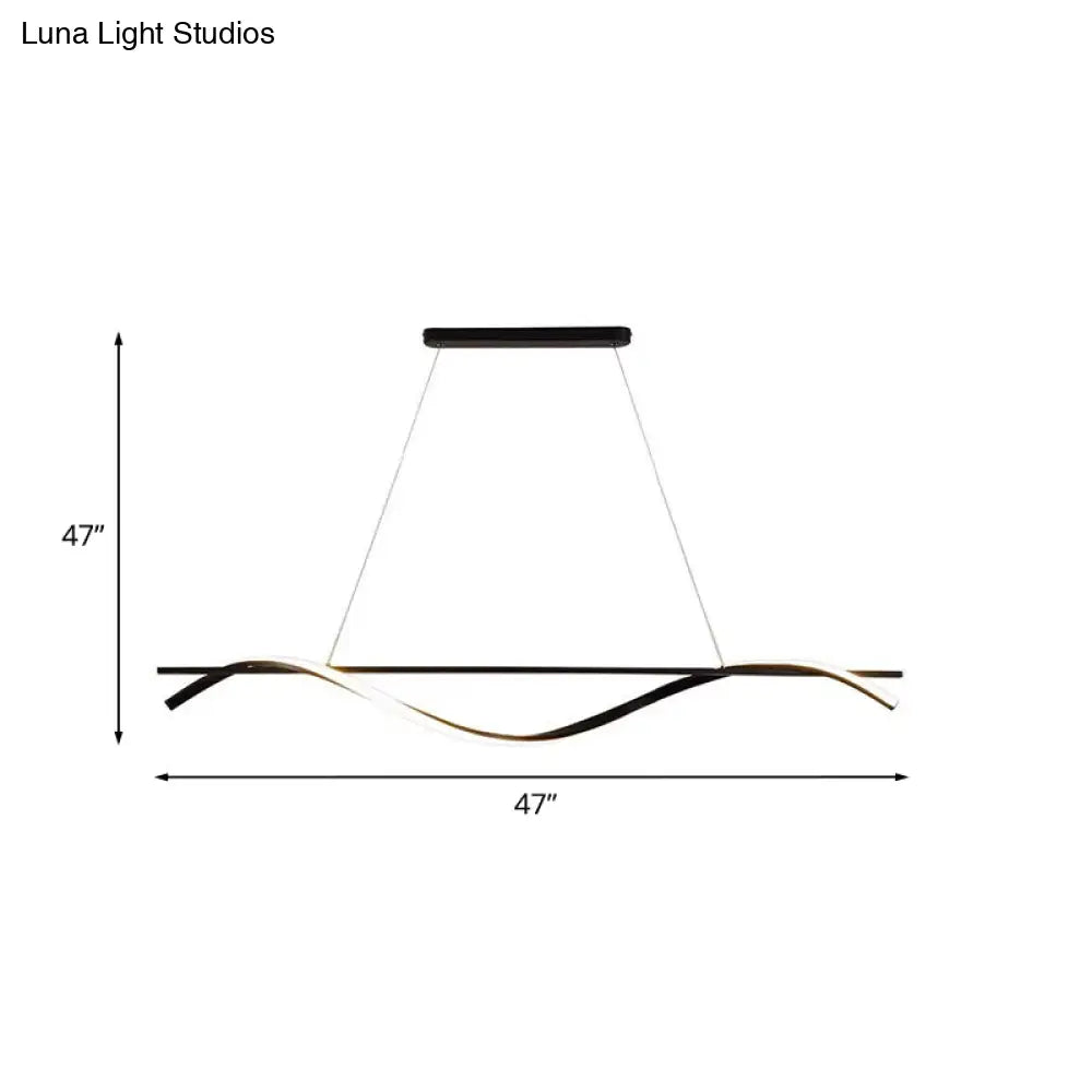 DecorBites™ Acrylic Swirling Island Pendant Light with LED, Black Hanging Ceiling Lamp (39"/47" W) in White/Warm Light