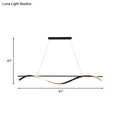 DecorBites™ Acrylic Swirling Island Pendant Light with LED, Black Hanging Ceiling Lamp (39"/47" W) in White/Warm Light