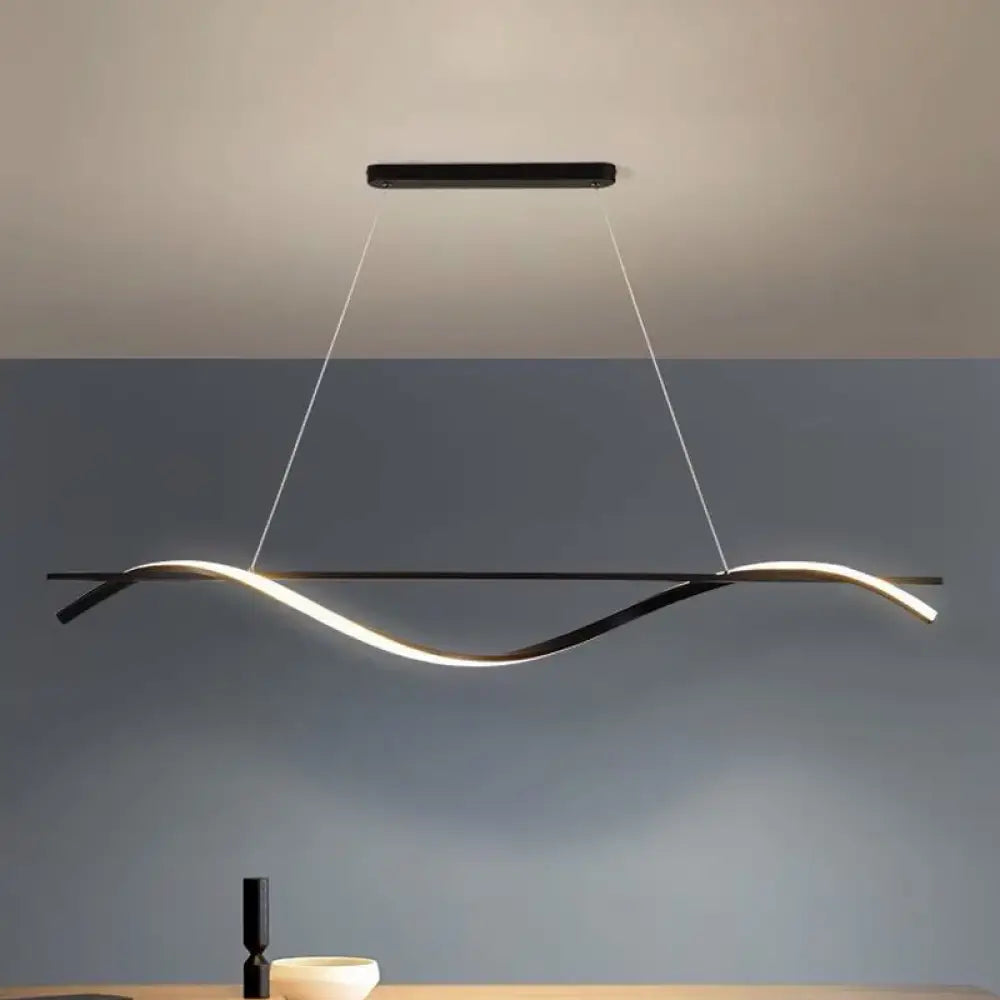 DecorBites™ Acrylic Swirling Island Pendant Light with LED, Black Hanging Ceiling Lamp (39"/47" W) in White/Warm Light