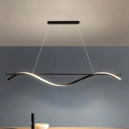 DecorBites™ Acrylic Swirling Island Pendant Light with LED, Black Hanging Ceiling Lamp (39"/47" W) in White/Warm Light