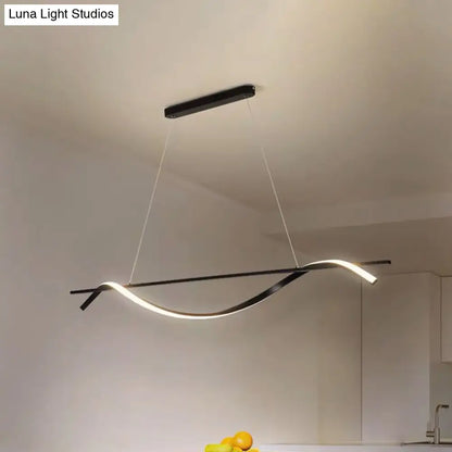 DecorBites™ Acrylic Swirling Island Pendant Light with LED, Black Hanging Ceiling Lamp (39"/47" W) in White/Warm Light