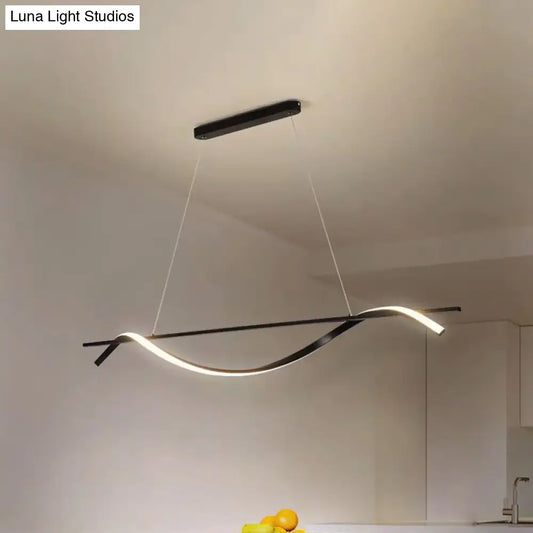 DecorBites™ Acrylic Swirling Island Pendant Light with LED, Black Hanging Ceiling Lamp (39"/47" W) in White/Warm Light