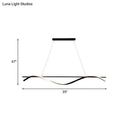 DecorBites™ Acrylic Swirling Island Pendant Light with LED, Black Hanging Ceiling Lamp (39"/47" W) in White/Warm Light