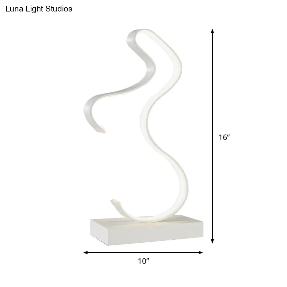 Lámpara de escritorio LED acrílica para tareas - Diseño minimalista curvilíneo | Luz blanca/cálida - Perfecta para el dormitorio