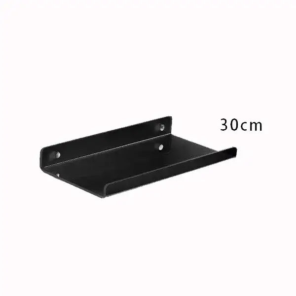 Black metal shelf 30cm long as part of the DecorBites acrylic wall shelf organizer for home decor use