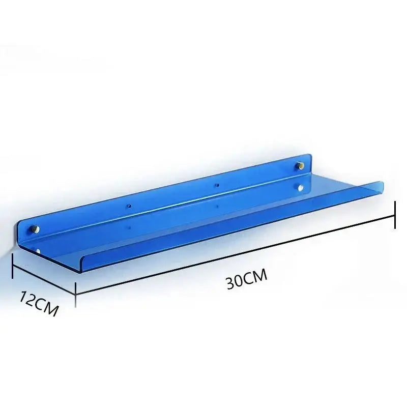 Decorbites™ blue translucent acrylic wall shelf organizer 30cm long 12cm wide for stylish home decor use