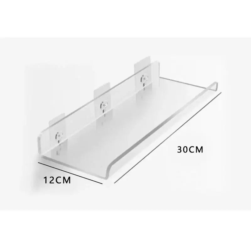 Clear acrylic wall shelf organizer by DecorBites for home decor measuring 30cm by 12cm wall mounted