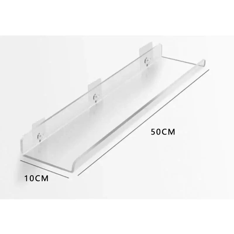 DecorBites acrylic wall shelf organizer in clear with 50cm by 10cm dimensions for stylish home decor use
