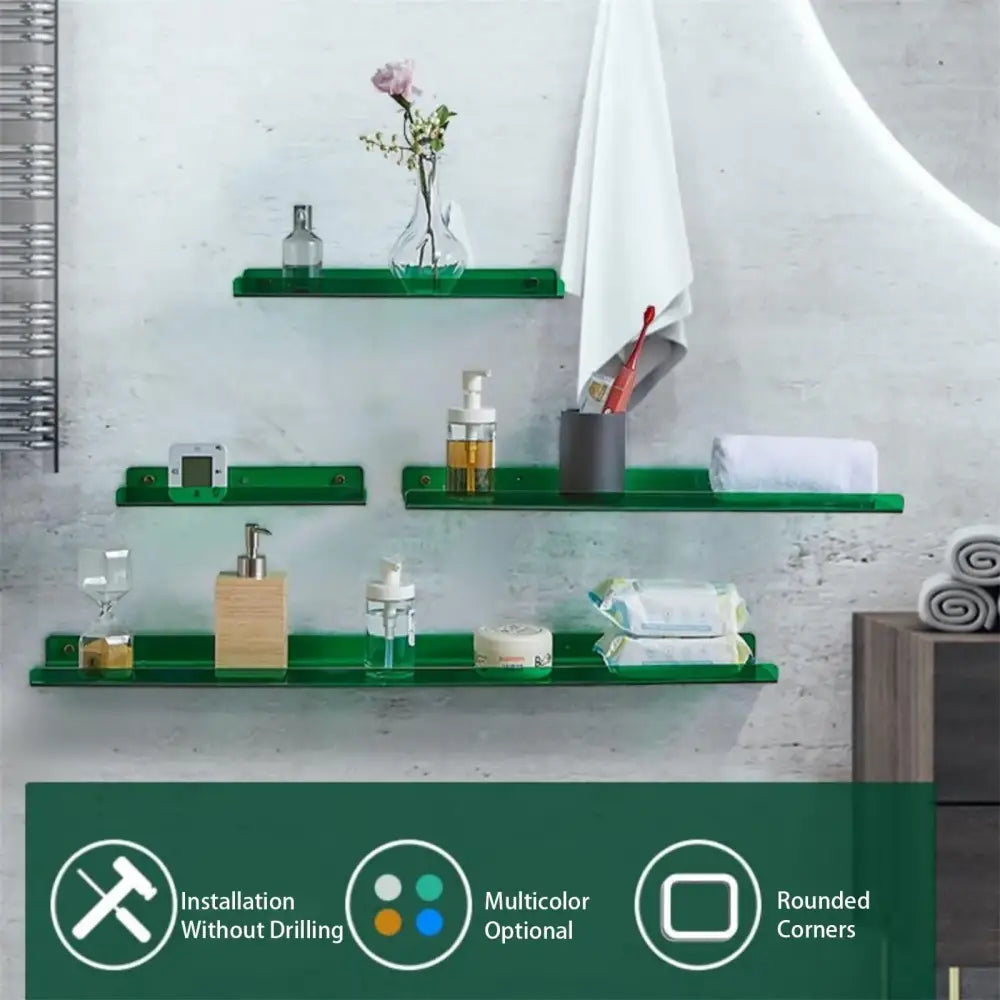 Green acrylic wall shelf organizer with rounded corners for home decor by DecorBites™