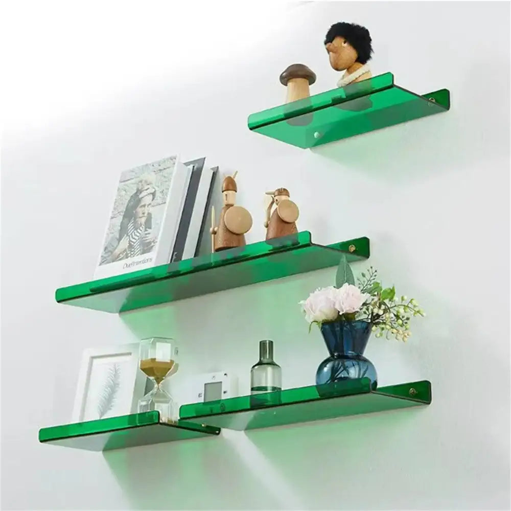 Green translucent acrylic wall shelf organizer by decorbites for stylish home decor and wall storage solutions