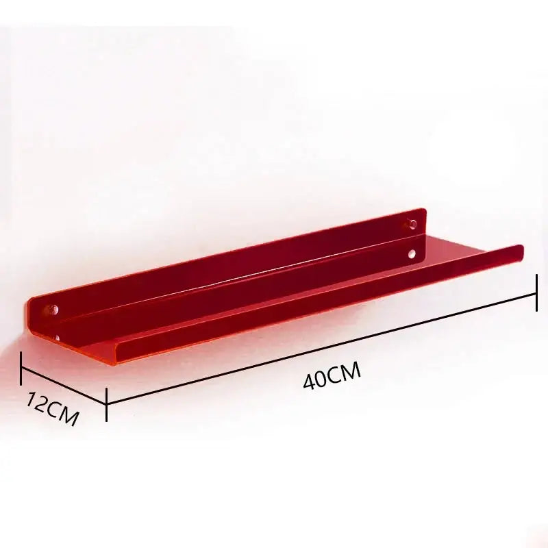 Red metallic acrylic wall shelf organizer by decorbites with sleek modern design 40cm by 12cm for home decor