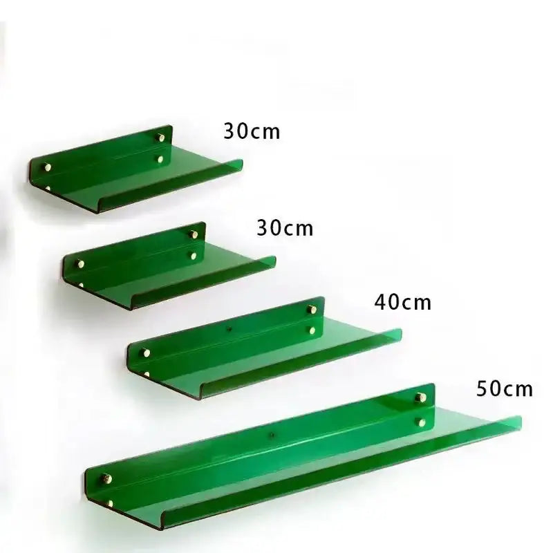 Decorbites™ green acrylic wall shelf organizer set with 30cm, 40cm, and 50cm shelves for home decor use