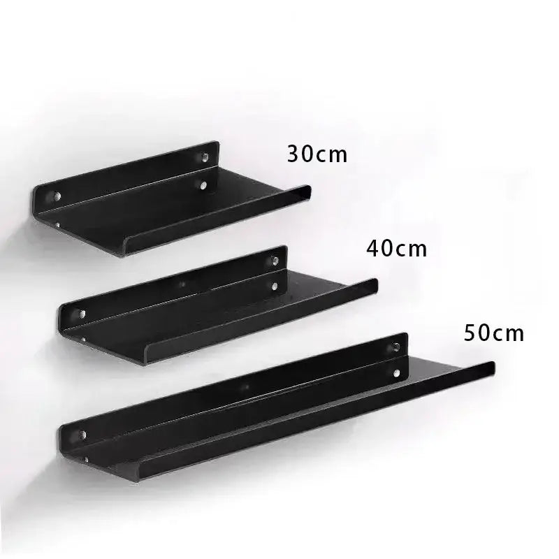 Decorbites acrylic wall shelf organizer set of three black metal wall shelves in 30cm 40cm and 50cm for home decor