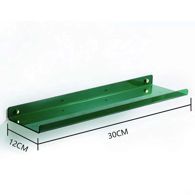 Acrylic Wall Shelf Organizer for Home Decor - green 30X12cm / Drilling Install
