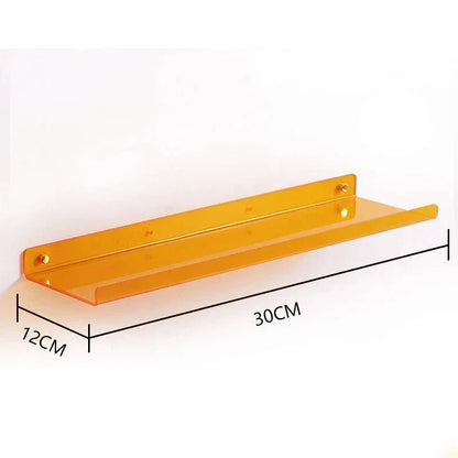 Acrylic Wall Shelf Organizer for Home Decor - orange 30X12cm / Sticker Install