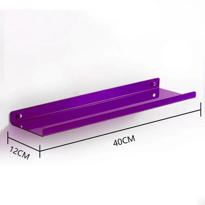 Acrylic Wall Shelf Organizer for Home Decor - purple 40X12cm / Sticker Install