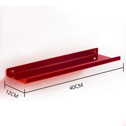 Acrylic Wall Shelf Organizer for Home Decor - red 40X12cm / Drilling Install