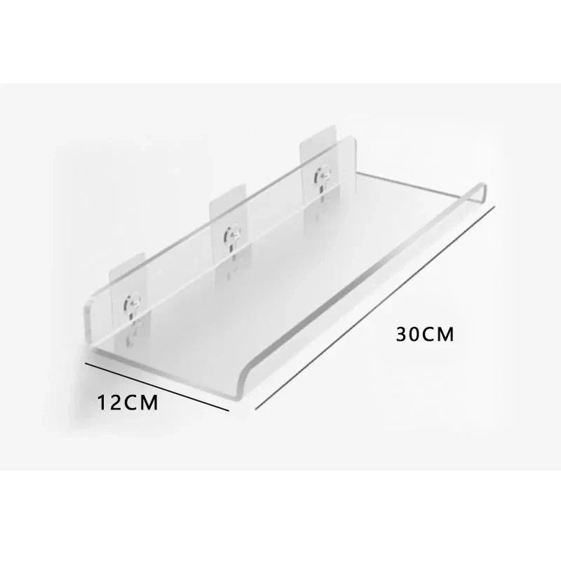 Acrylic Wall Shelf Organizer for Home Decor - U 30X12cm / Sticker Install