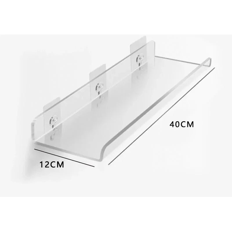 Acrylic Wall Shelf Organizer for Home Decor - U 40X12cm / Sticker Install