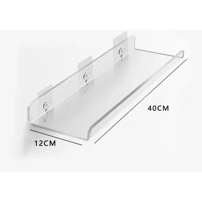 Acrylic Wall Shelf Organizer for Home Decor - U 40X12cm / Sticker Install