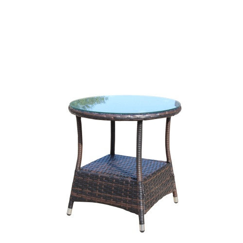 Round Brown Rattan Table