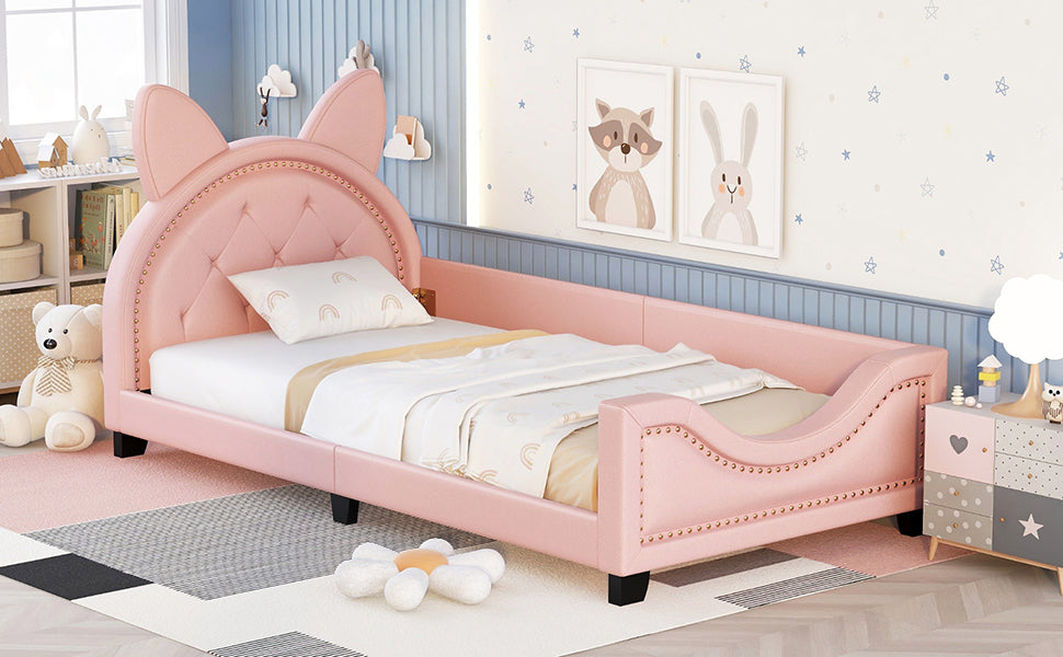 Single Cushioned Sofa Bed With Cardboard Ear Shaped Headboard