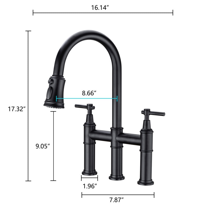 Pull Down Dual Handle Kitchen Faucet
