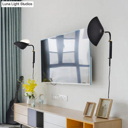 DecorBites™ DecorBites™ Adjustable 1-Light Living Room Sconce with Waveform Metal Shade - Black Finish