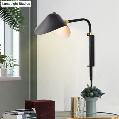 DecorBites™ DecorBites™ Adjustable 1-Light Living Room Sconce with Waveform Metal Shade - Black Finish