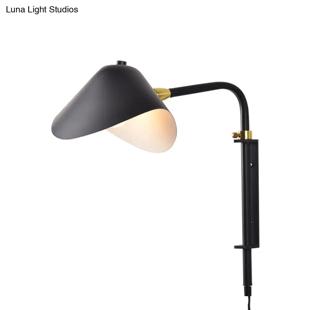 DecorBites™ DecorBites™ Adjustable 1-Light Living Room Sconce with Waveform Metal Shade - Black Finish