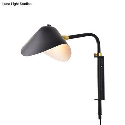 DecorBites™ DecorBites™ Adjustable 1-Light Living Room Sconce with Waveform Metal Shade - Black Finish