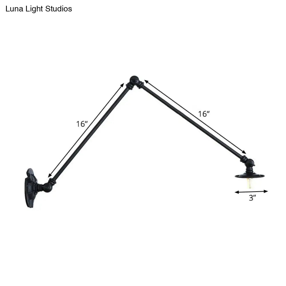 Aplique de pared ajustable de 2 brazos con lámpara de escritorio para estudio en color negro, varias opciones de longitud