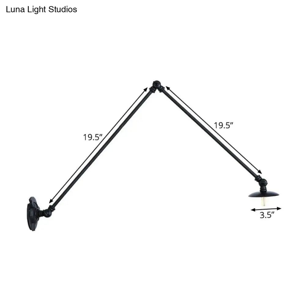 Aplique de pared ajustable de 2 brazos con lámpara de escritorio para estudio en color negro, varias opciones de longitud