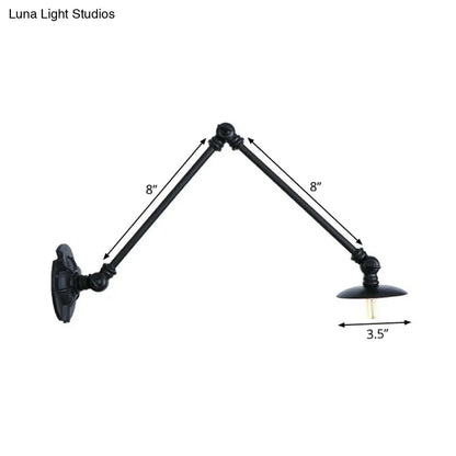 Aplique de pared ajustable de 2 brazos con lámpara de escritorio para estudio en color negro, varias opciones de longitud