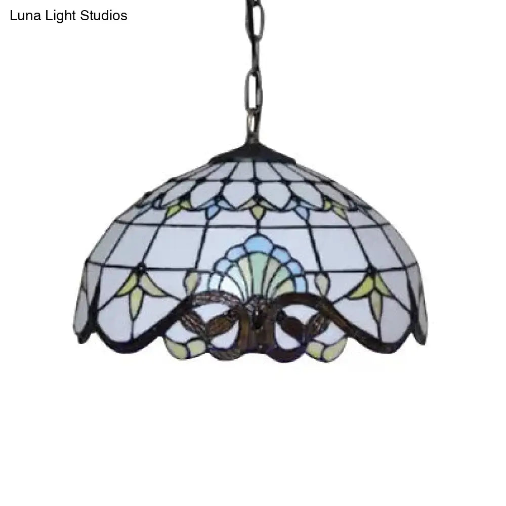 Adjustable 2-Light Hanging Lamp with Victorian Style Dome Shade - 16" W - for Living Room