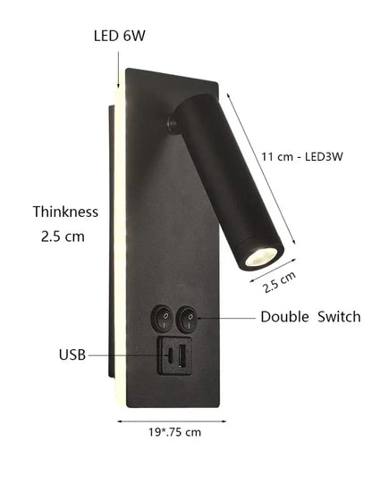 Adjustable black brass wall lamp with matte finish led head and integrated usb port for bedroom decorbites black brass