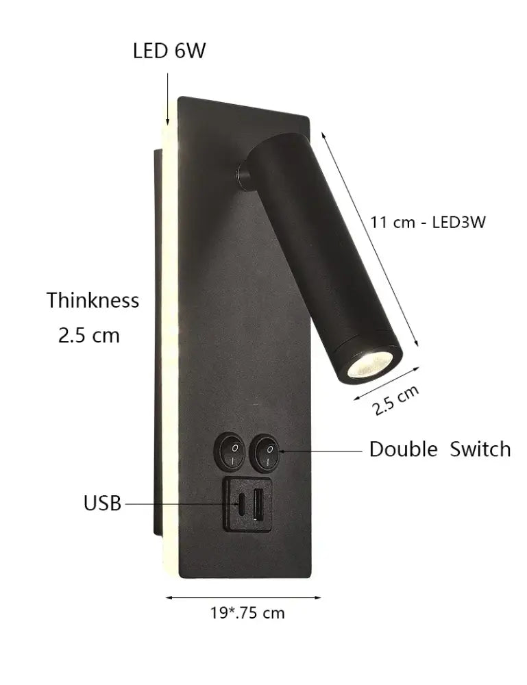 Adjustable black brass wall lamp with matte finish led head and integrated usb port for bedroom decorbites black brass