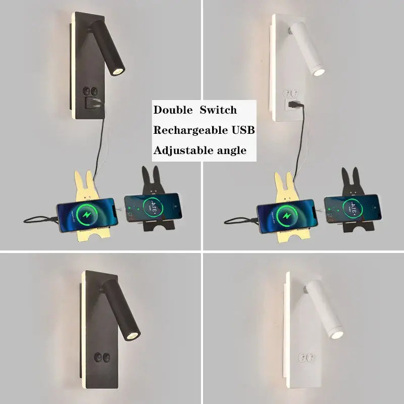 Adjustable black brass wall lamp with usb port featuring black and white reading lamps for bedroom decorbites wall lamp