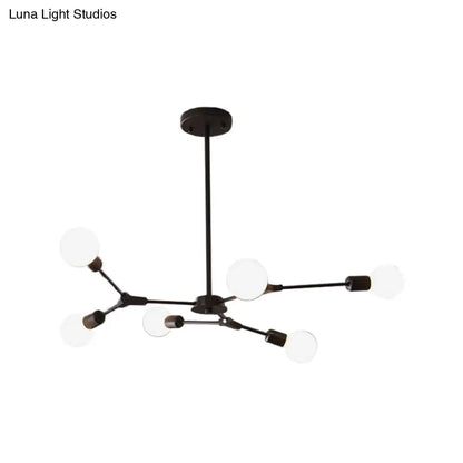 Lámpara colgante ajustable tipo rama: Araña de metal posmoderna con 6/9 luces en negro/dorado, ideal para la sala de estar.