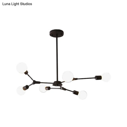 Lámpara colgante ajustable tipo rama: Araña de metal posmoderna con 6/9 luces en negro/dorado, ideal para la sala de estar.