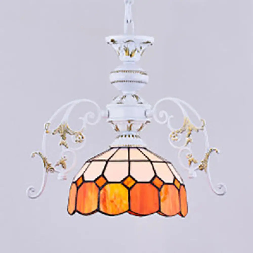 Lámpara de techo colgante semiesférica de cristal Tiffany con cadena ajustable en vibrantes colores amarillo/naranja/azul/verde