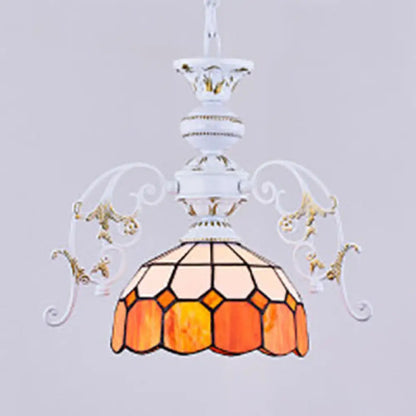 Lámpara de techo colgante semiesférica de cristal Tiffany con cadena ajustable en vibrantes colores amarillo/naranja/azul/verde