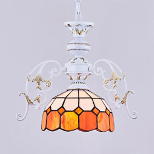 Lámpara de techo colgante semiesférica de cristal Tiffany con cadena ajustable en vibrantes colores amarillo/naranja/azul/verde